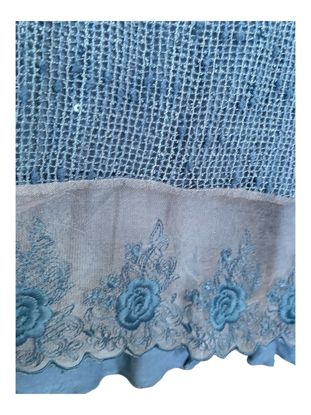 Cupio Blue Crochet Lace Hem Sleeveless Tunic Tank Top Size Small Boho Festival - Picture 7 of 7